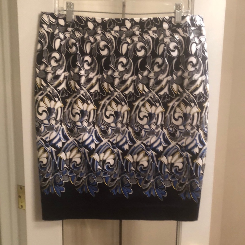 Cleo petites Black, White & Blue Pencil Skirt